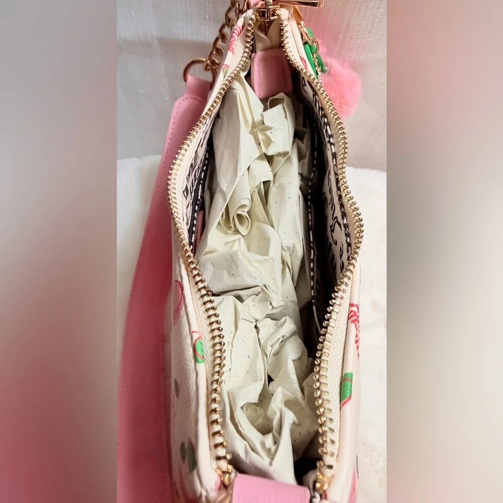 NEW Juicy Couture White Pink Cherry Girl Shoulder Bag